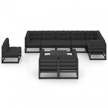 Set mobilier grădină cu perne, 10 piese, lemn masiv pin - Img 3