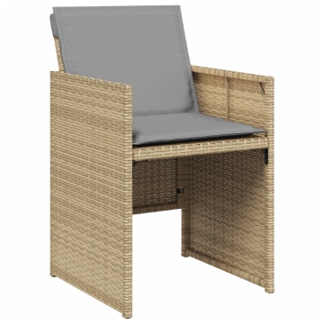 Set mobilier grădină cu perne, 11 piese bej combinat poliratan - Img 8