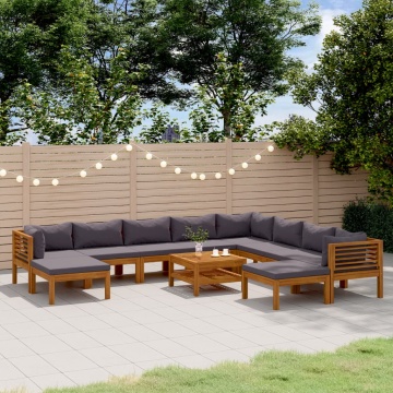 Set mobilier grădină cu perne, 11 piese, lemn masiv de acacia - Img 1