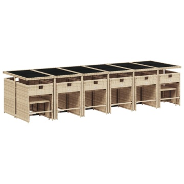 Set mobilier grădină cu perne, 17 piese bej combinat poliratan - Img 8
