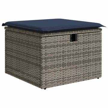 Set mobilier grădină cu perne 2 piese gri poliratan/lemn acacia - Img 4