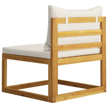 Set mobilier grădină cu perne, 4 piese, crem, lemn masiv acacia - Img 6