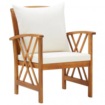 Set mobilier grădină cu perne, 4 piese, lemn masiv de acacia - Img 5