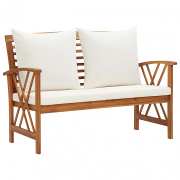 Set mobilier grădină cu perne, 4 piese, lemn masiv de acacia - Img 8