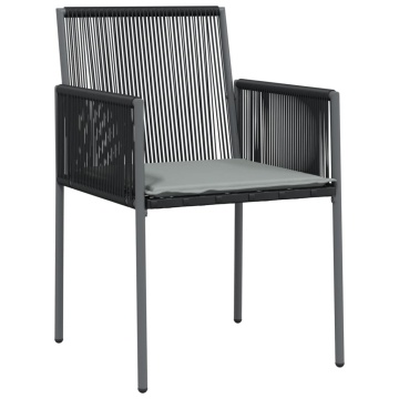 Set mobilier grădină cu perne, 5 piese, negru, poliratan & oțel - Img 8