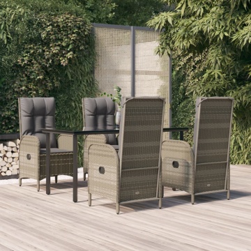 Set mobilier grădină cu perne, 5 piese, negru și gri, poliratan - Img 1