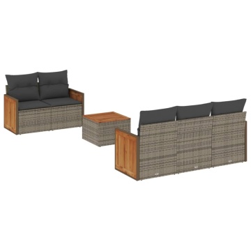 Set mobilier grădină cu perne, 6 piese, gri, poliratan - Img 2
