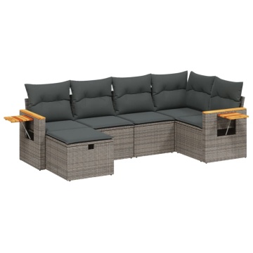 Set mobilier grădină cu perne, 6 piese, gri, poliratan - Img 2