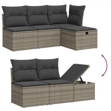 Set mobilier grădină cu perne, 6 piese, gri, poliratan - Img 3