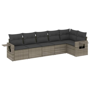 Set mobilier grădină cu perne, 6 piese, gri, poliratan - Img 2
