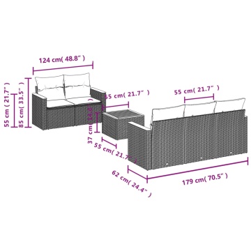 Set mobilier grădină cu perne, 6 piese, gri, poliratan - Img 3