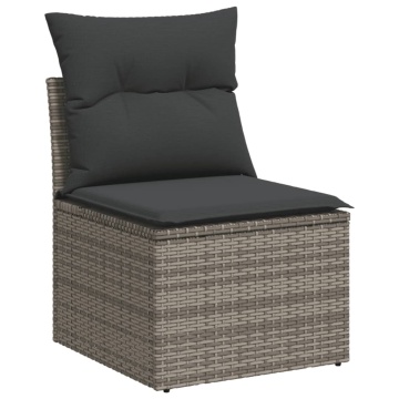 Set mobilier grădină cu perne, 6 piese, gri, poliratan - Img 3