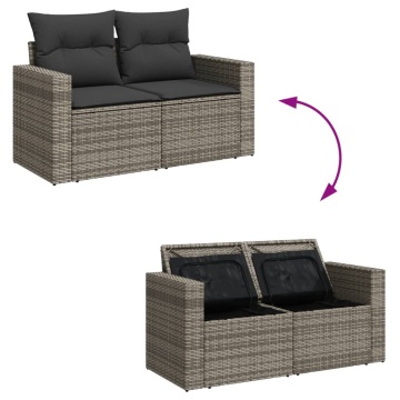 Set mobilier grădină cu perne, 6 piese, gri, poliratan - Img 6