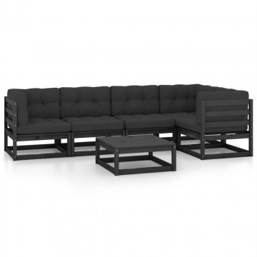 Set mobilier grădină cu perne, 6 piese, lemn masiv pin - Img 2