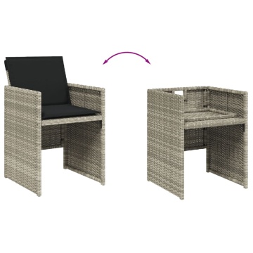 Set mobilier grădină cu perne, 9 piese, gri deschis, poliratan - Img 6