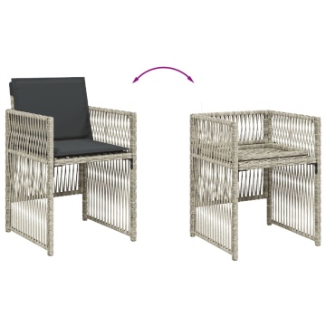 Set mobilier grădină cu perne, 9 piese, gri deschis, poliratan - Img 8