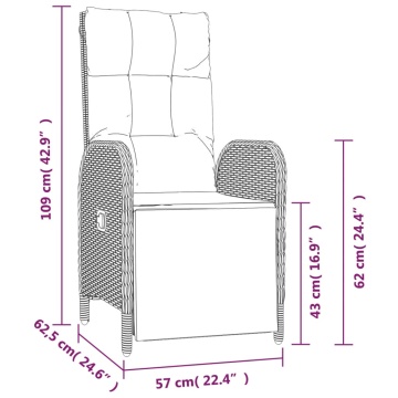 Set mobilier grădină cu perne, 9 piese, gri, poliratan - Img 7