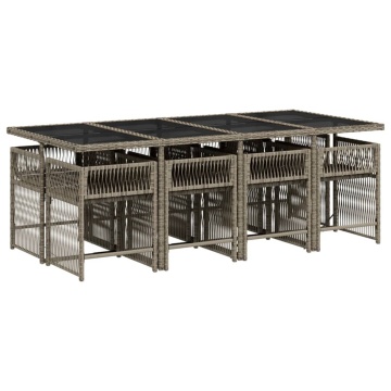 Set mobilier grădină cu perne, 9 piese, gri, poliratan - Img 3