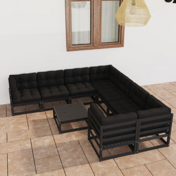 Set mobilier grădină cu perne, 9 piese, lemn masiv de pin - Img 1