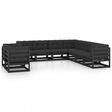 Set mobilier grădină cu perne, 9 piese, lemn masiv de pin - Img 1