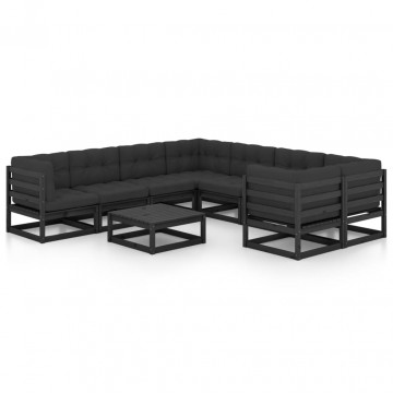 Set mobilier grădină cu perne, 9 piese, lemn masiv de pin - Img 2