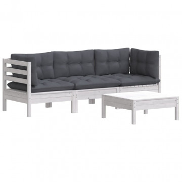 Set mobilier grădină cu perne antracit, 4 piese, lemn de pin - Img 3