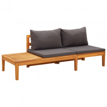 Set mobilier grădină cu perne gri închis, 3 piese, lemn acacia - Img 5