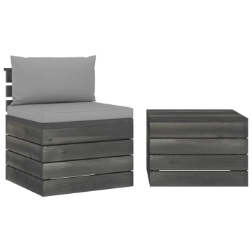 Set mobilier grădină din paleți, 2 piese, cu perne, lemn de pin - Img 1