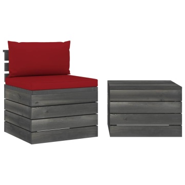 Set mobilier grădină din paleți, 2 piese, cu perne, lemn de pin - Img 2