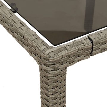 Set mobilier grădină perne 3 piese gri deschis poliratan sticlă - Img 5