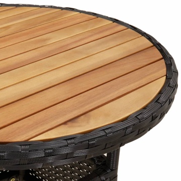 Set mobilier grădină perne 3 piese negru poliratan/lemn acacia - Img 5