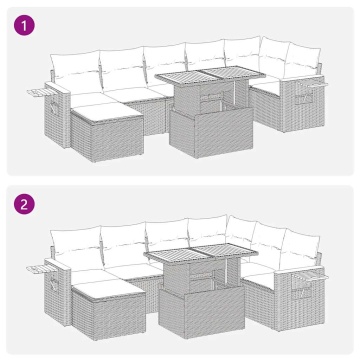 Set mobilier grădină perne 8 piese negru, poliratan/lemn acacia - Img 7