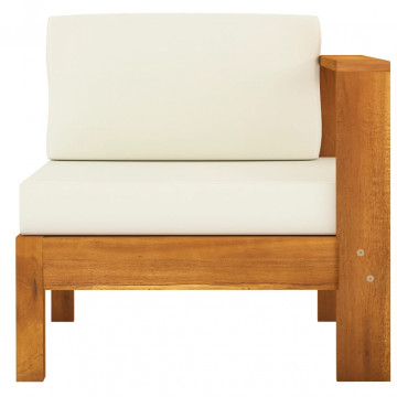 Set mobilier grădină perne alb crem, 5 piese, lemn masiv acacia - Img 6