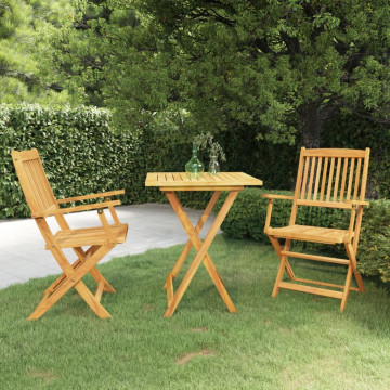 Set mobilier grădină pliabil, 3 piese, lemn masiv acacia - Img 1