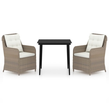 Set mobilier pentru grădină, 3 piese, maro - Img 2