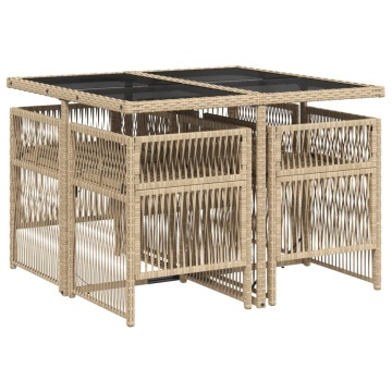 Set mobilier pentru grădină, 5 piese, cu perne, bej, poliratan - Img 3