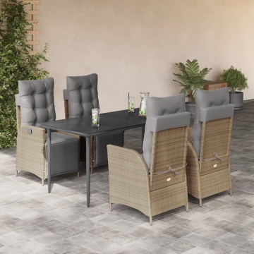 Set mobilier pentru grădină, 5 piese, cu perne, bej, poliratan - Img 1