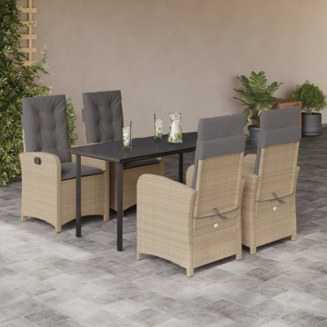 Set mobilier pentru grădină, 5 piese, cu perne, bej, poliratan - Img 1