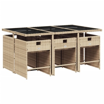 Set mobilier pentru grădină, 7 piese, cu perne, bej, poliratan - Img 3