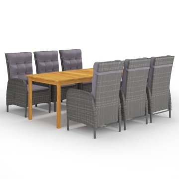 Set mobilier pentru grădină, 7 piese, gri - Img 1