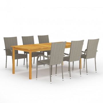 Set mobilier pentru grădină, 7 piese, gri - Img 1
