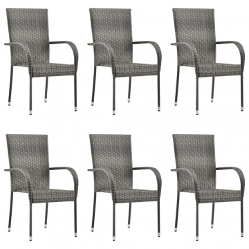 Set mobilier pentru grădină, 7 piese, gri - Img 8