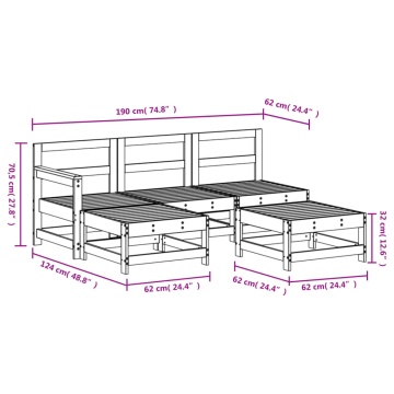 Set mobilier relaxare de grădină 5 piese lemn masiv de pin - Img 6