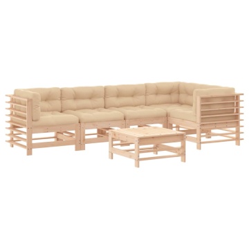 Set mobilier relaxare de grădină & perne 6 piese lemn masiv pin - Img 2