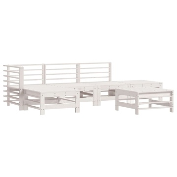 Set mobilier relaxare grădină&perne 6 piese alb lemn masiv pin - Img 3