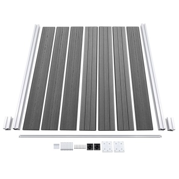Set panouri gard, 1 pătrat + 1 oblic, gri, 273x186 cm, WPC - Img 6