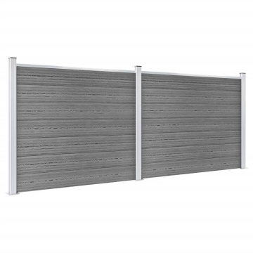 Set panouri gard, 353x146 cm, gri, WPC - Img 2
