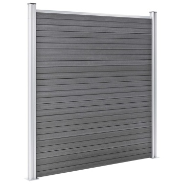 Set panouri gard, 4 pătrate + 1 oblic, gri, 792 x 186 cm, WPC - Img 8