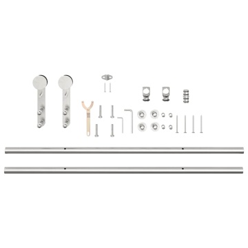 Set piese pentru ușă glisantă, argintiu, 200 cm oțel inoxidabil - Img 8
