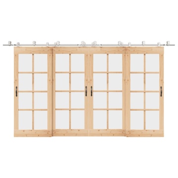 Set piese pentru ușă glisantă, argintiu, 200 cm oțel inoxidabil - Img 1